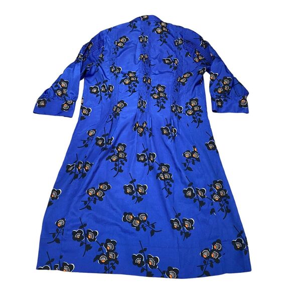 Madchen Tunic Dress Women's Size 8 Blue Floral Pleated Asymmetrical Snap Front - Picture 14 of 16